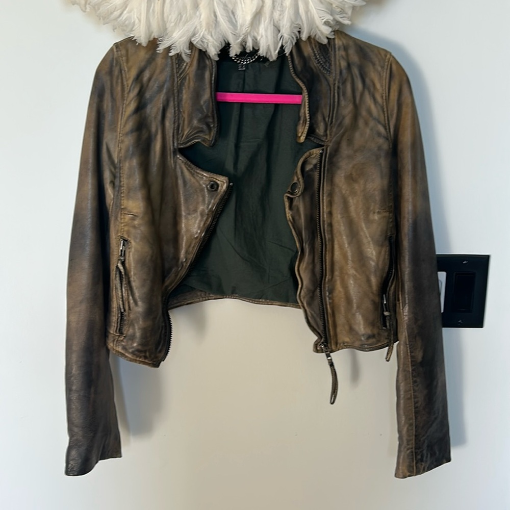 Like new Muubaa cropped leather jacket